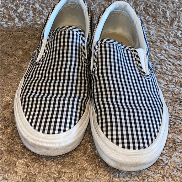 vans gingham slip ons